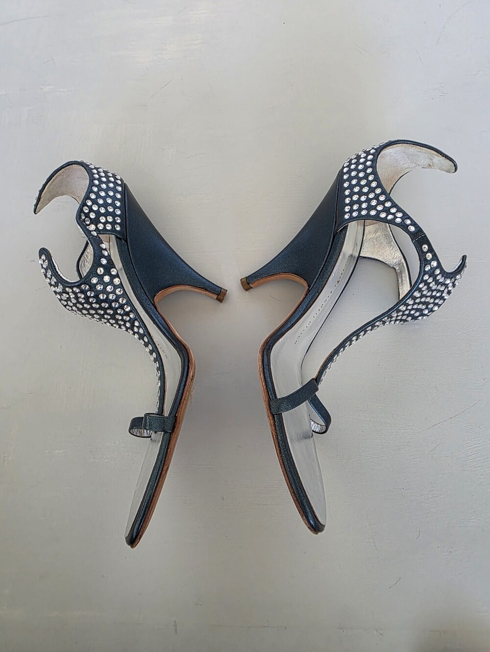 Giuseppe Zanotti Y2K Metallic Green Crystal Studded Stiletto Heels 38.5 (US 8.5) - Picture 2 of 16